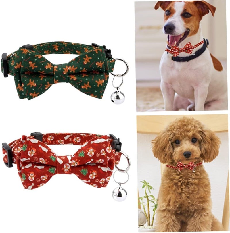 woobles Cat Christmas Bow Tie, Christmas Cat Collar Adjustable Kitten Bow Tie with Bells Cute Collar for Puppy Small Pet 2pcs, Christmas Cat Collar - Image 4